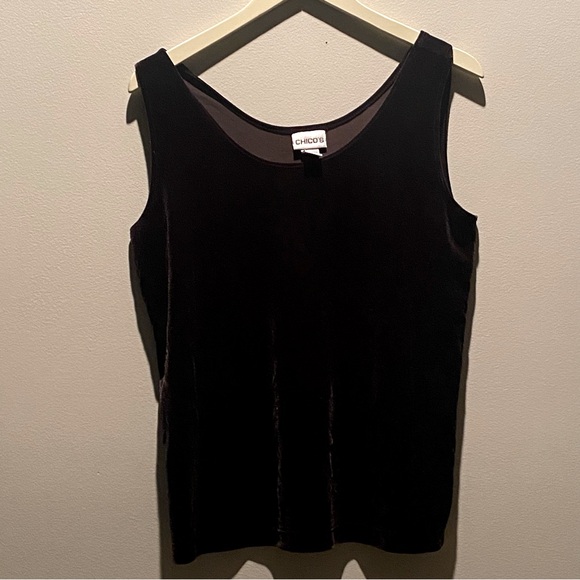 Chico's Tops - Chico's Brown Stretch Velvet Tank Top size 2 L 12